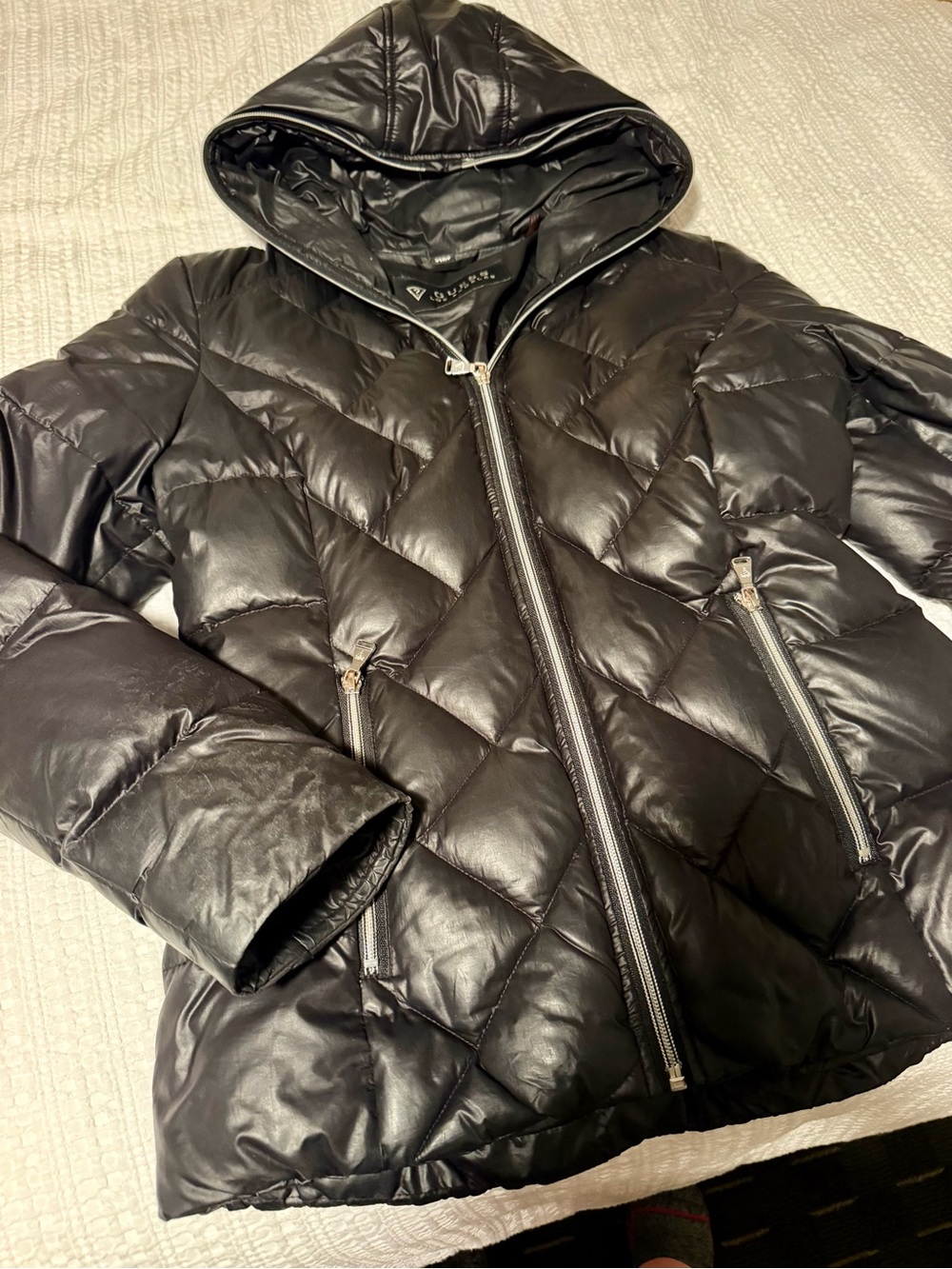 Guess Black Quilted Hooded Puffer Jacket